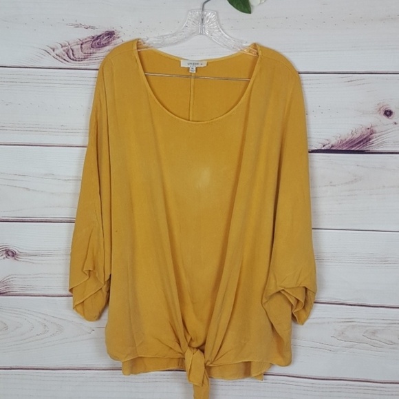 Umgee Tops - Umgee | Mustard Yellow Waist Tie Blouse